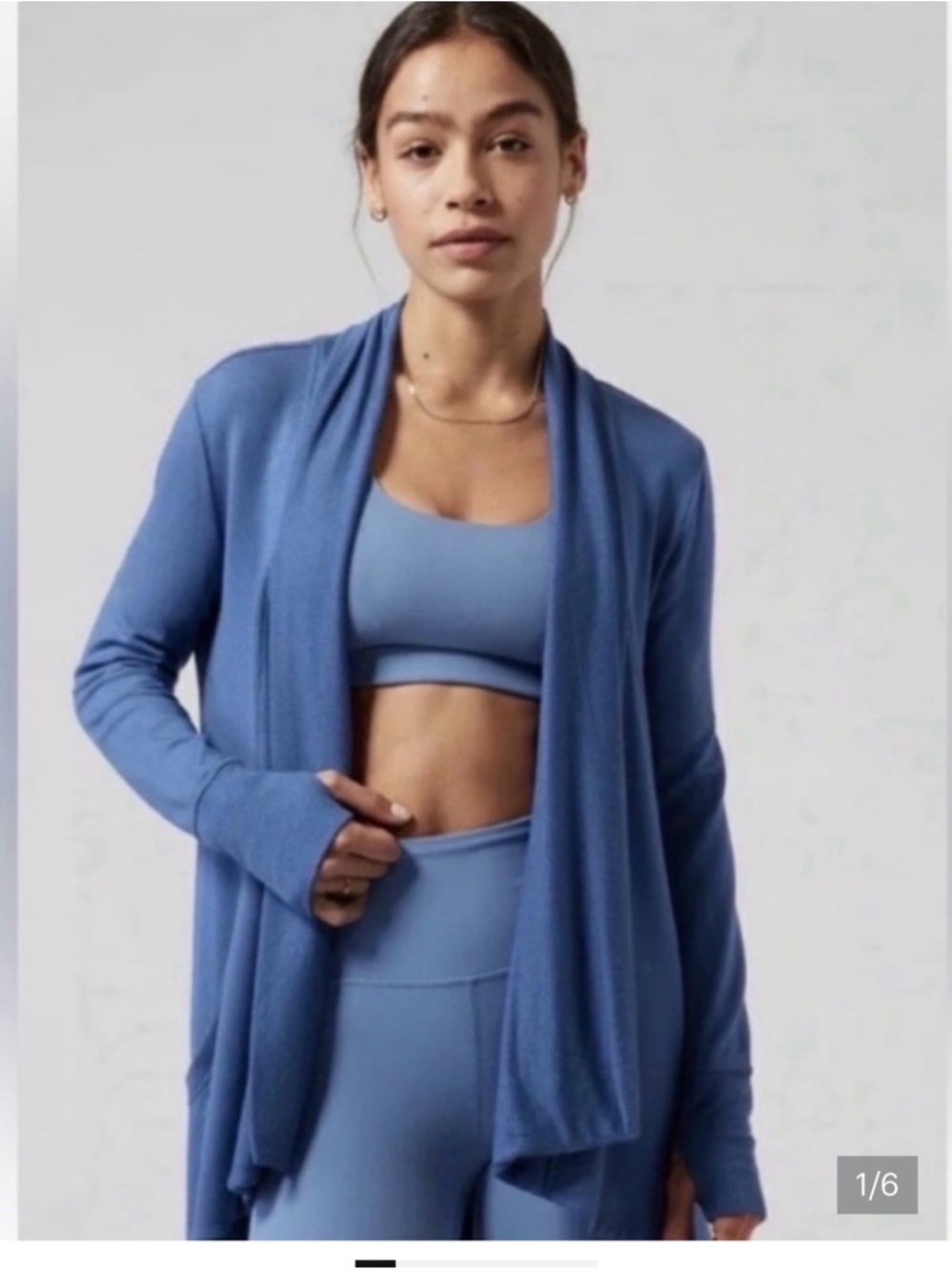 Athleta Pranyama Chrome Blue Restore Cardigan